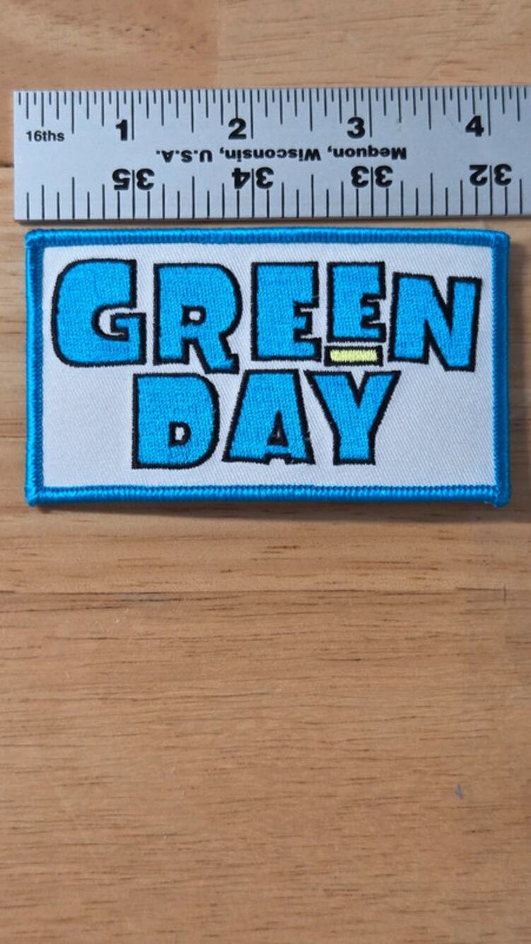Green Day 2001 Logo Embroidered Patch Blue White Official Licensed 4 Inch